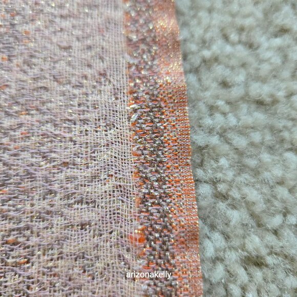 NWOT 100% Wool Jacquard Scarf Coral/Soft Orange - Picture 6 of 14